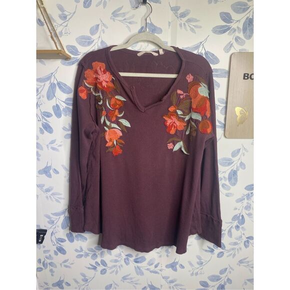 Soft Surroundings Embroidered Thermal Long Sleeve Size XL - Picture 2 of 6